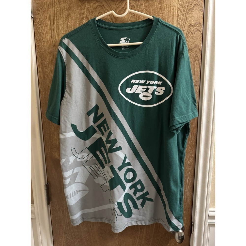 Starter Men's Green/White New York Jets Finish Line Extreme Graphic T-Shirt XL